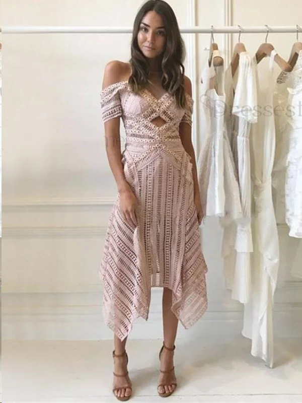 Super Sale Lace Homecoming Dresses A Line Short Sleeve Short Prom Dress Party Dress JK674