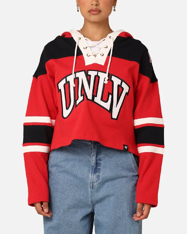 Value Deals comfy athletic hoodie47 Brand Women's University Of Las Vegas Cropped Lacer Hoodie Red