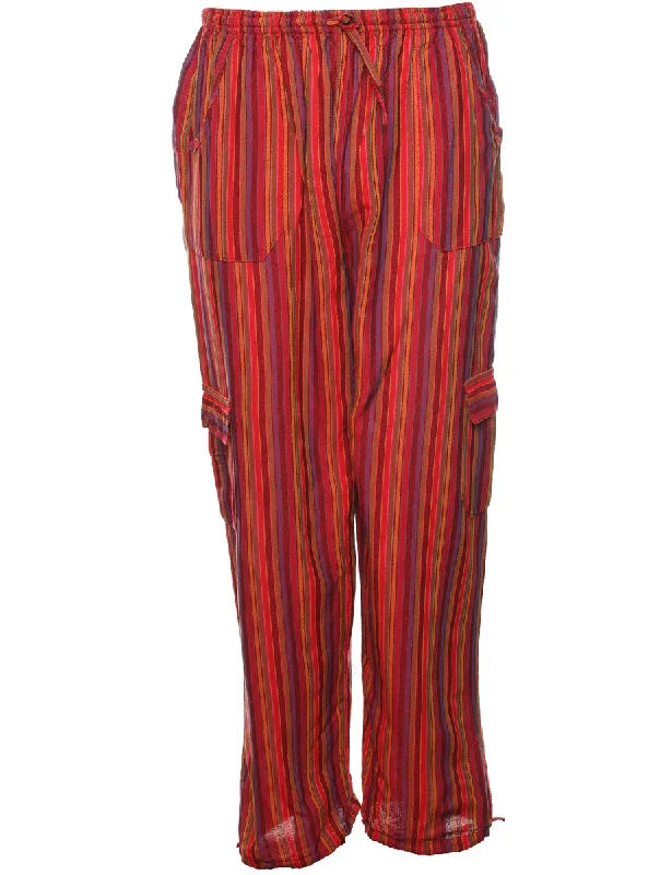 Hurry In sporty jacketStriped Multi-Colour Casual Trousers - W24 L29