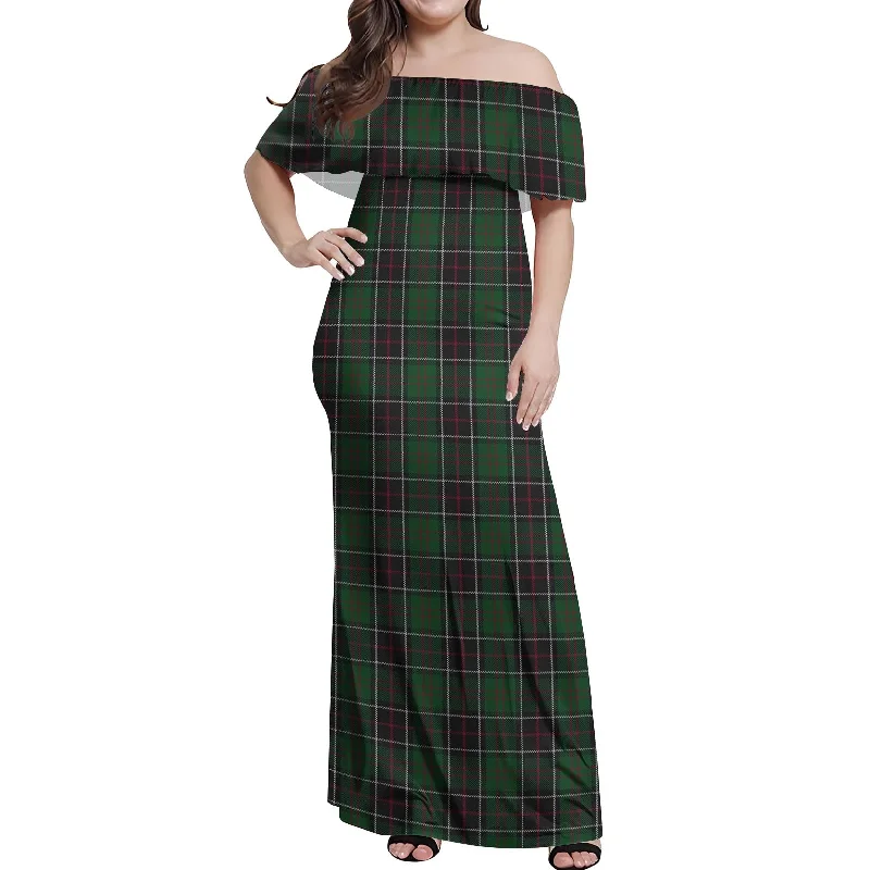 Exclusive Deal Sinclair Hunting Tartan Off Shoulder Long Dress