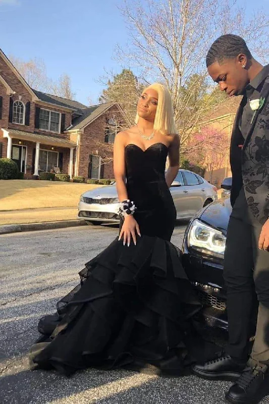 Super Sale pleated dressMermaid Black Layered Long Sweetheart Organza Prom Dresses Y4307 Super Sale pleated dressMermaid Black Layered Long Sweetheart Organza Prom Dresses Y4307