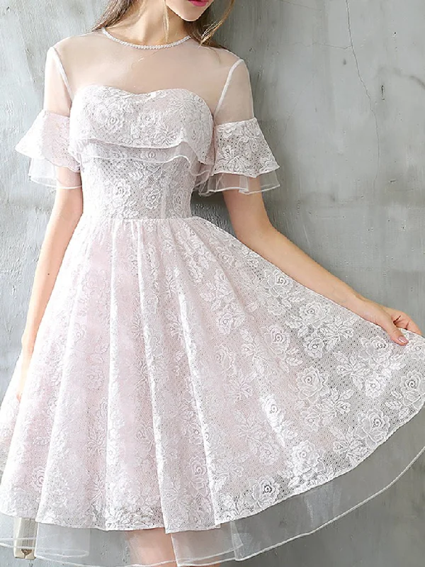 YEAR-End Sale Lace Homecoming Dresses Aline Beautiful Short Prom Dress Party Dress JK593