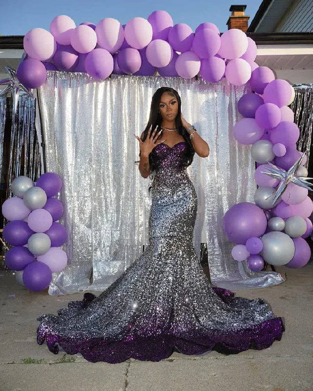 Limited Quantity party-ready dressLong Sparkly Prom Dresses Gorgeous Sweetheart Sexy Mermaid Silver and Purple Sequin Black Girls Prom Party Gowns Y4250 Limited Quantity party-ready dressLong Sparkly Prom Dresses Gorgeous Sweetheart Sexy Mermaid Silver and Purple Sequin Black Girls Prom Party Gowns Y4250