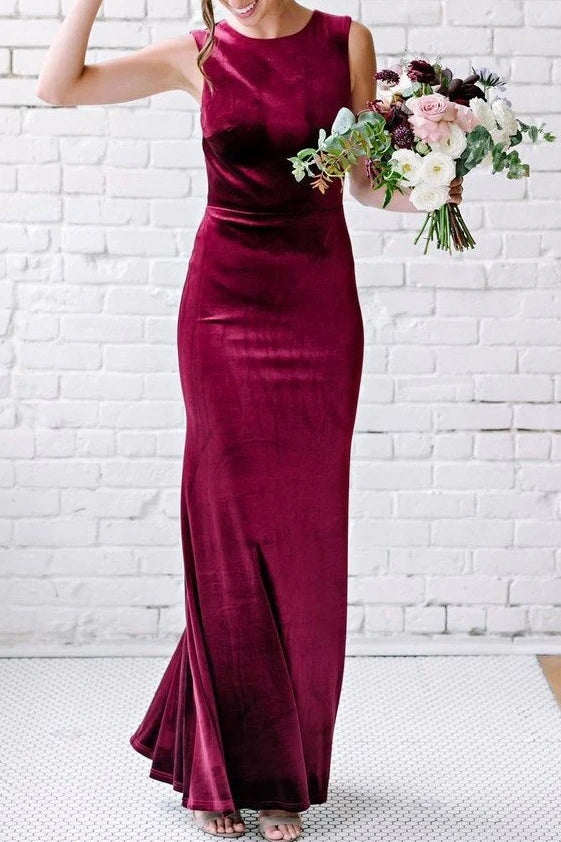 Big Discounts shift dressScoop Sleeveless Empire Burgundy Velvet Bridesmaid Dress