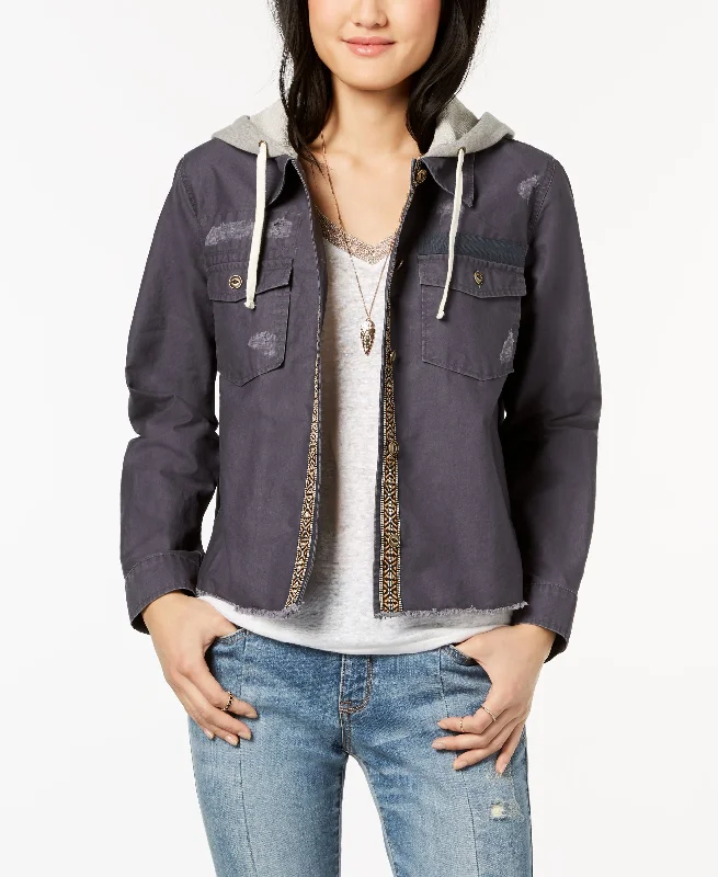 Price Rollback comfortable fleece hoodieurban sports sweatshirtHippie Rose Juniors Cotton Layered Look Embroidered Hoodie Jacket