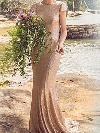 Savings Spectacular Sexy Prom Dresses Sheath/Column Short Train Sequins Prom Dress/Evening Dress JKL439