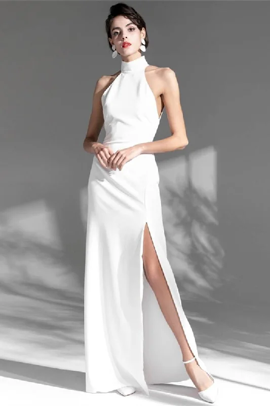 Today’s Deal comfy dressWhite High Neck Dress with Slit