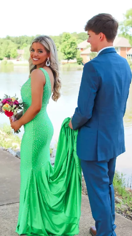 Big Discounts formal dressLuxurious Green Mermaid One Shoulder Prom Dress Y4332