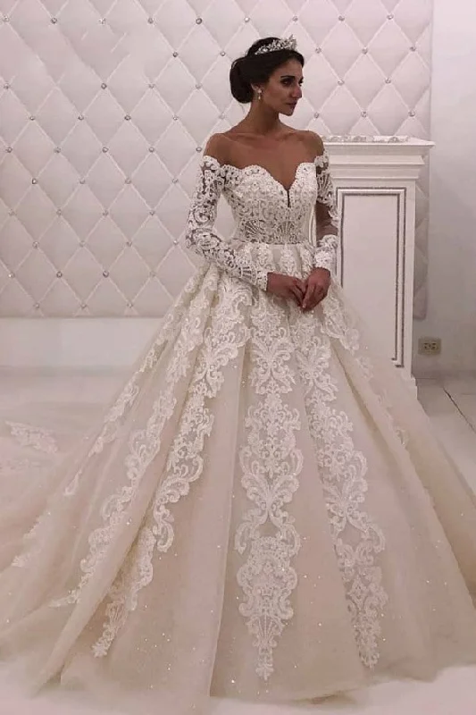 Discount Deals Designer Off theshoulder Lace Princess White wedding dress