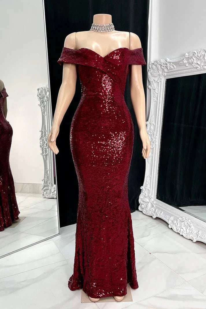 Mega Deal trendy mini dressGlitter Sweetheart Off-Shoulder Long Party Prom Dress For Black Girls