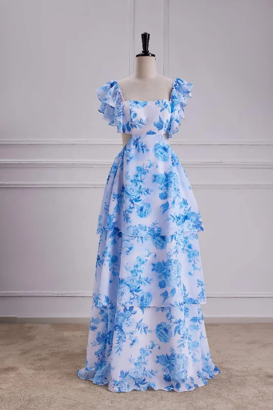 Lowest Price bodycon dressBlue Floral Flutter Sleeves A-line Layers Bow Tie Long Bridesmaid Dress Lowest Price bodycon dressBlue Floral Flutter Sleeves A-line Layers Bow Tie Long Bridesmaid Dress