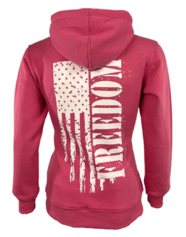 Quick Sale soft pullover hoodieWOMEN'S DISTRESSED FREEDOM Pink Hoodie - Stylish Patriotic Sweatshirt with a Vintage Look