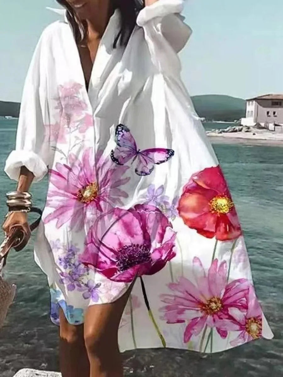 Deal Frenzy stylish coatAutumn Dress 2024 New Fashion Leisure Grace Printed Lapel Long Sleeve Loose Party Beach Women Shirt Dresses MsChuh Deal Frenzy stylish coatAutumn Dress 2024 New Fashion Leisure Grace Printed Lapel Long Sleeve Loose Party Beach Women Shirt Dresses MsChuh