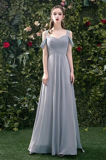Discount Deals long sleeve dress5 Styles Grey Chiffon Long Bridesmaid Dresses