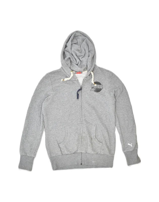 Bargain Prices trendy zip-up hoodiePUMA Womens Zip Hoodie Sweater UK 12 Medium Grey Cotton