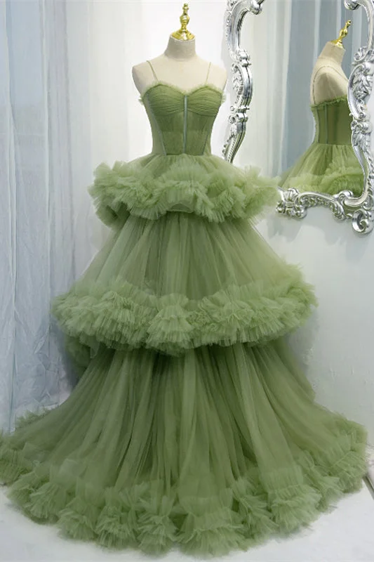 Discount Deals sophisticated dressLight Green Straps Ruffle-Layers Pleated Maxi Formal Dress Discount Deals sophisticated dressLight Green Straps Ruffle-Layers Pleated Maxi Formal Dress