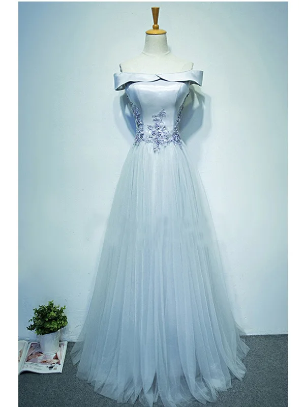 Must-Have Deals Sexy Prom Dresses Off-the-shoulder Floor-length Appliques Long Prom Dress Evening Dress JKL465
