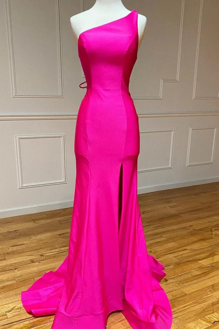 Lowest Price oversized dressGlitter Satin Trumpet One Shoulder Sleeveless Beaded Prom Dress