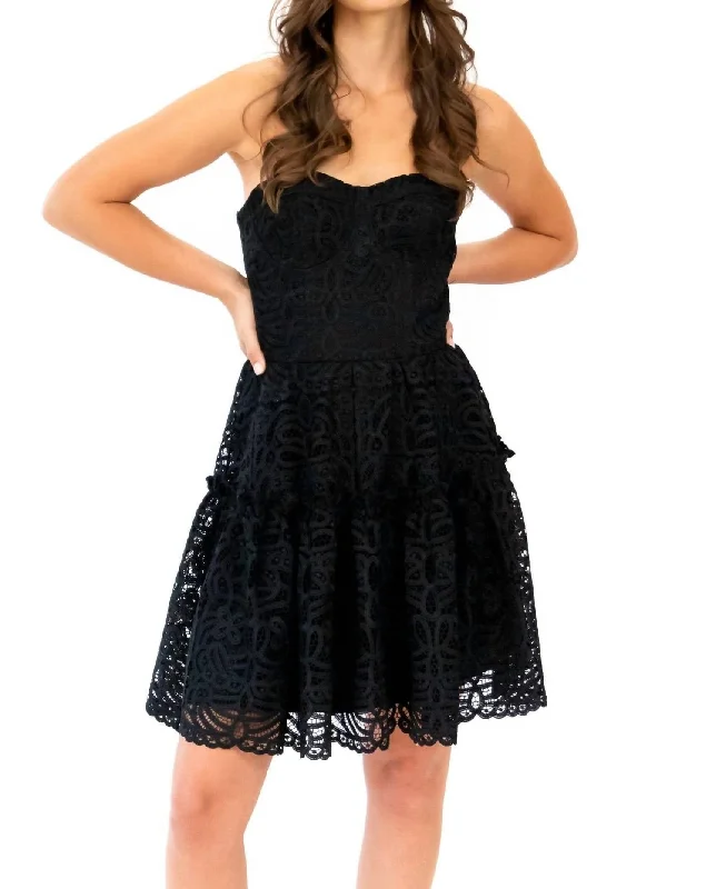 Lowest Prices ruffle dressFloral Lace Mini Dress in Black