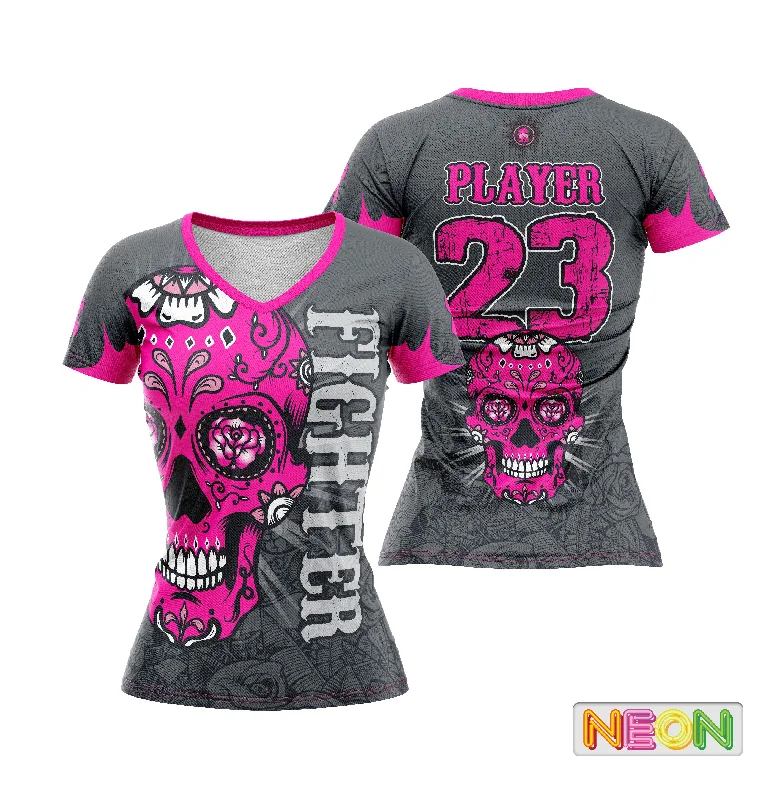 Great Bargains cozy pullover hoodiechic fitness hoodieSugar Skull Breast Cancer Awareness Women's full dye jersey