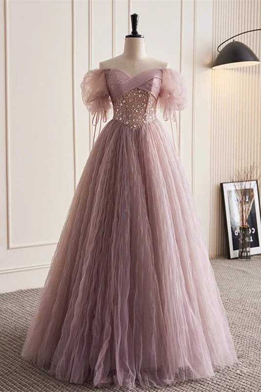 Time-Limited Offer flowy maxi dressDusty Pink Off-the-Shoulder Beaded Ruched Tulle Maxi Formal Dress Time-Limited Offer flowy maxi dressDusty Pink Off-the-Shoulder Beaded Ruched Tulle Maxi Formal Dress