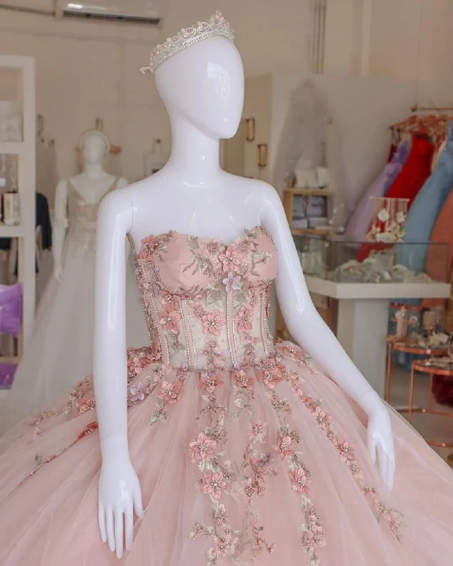 Super Deal casual dressQuinceanera Dresses With 3D Flowers Sweet 15 16 Party Ball Gown Y4158