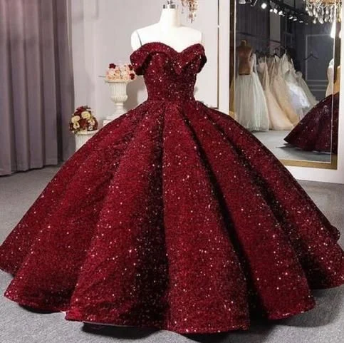 Special Price elegant shift dressOff The Shoulder Sequins Burgundy Ball Gown Quinceanera Dress Sweet 16 Dress Y4160