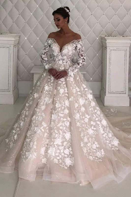 Limited Availability Long Sleevess A line Lace Designer wedding dresses with sleeves