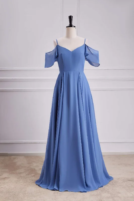 Super Savings vintage-inspired dressBlue Cold Shoulder A-line Long Bridesmaid Dress Super Savings vintage-inspired dressBlue Cold Shoulder A-line Long Bridesmaid Dress