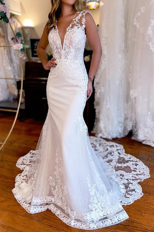 Unbeatable Prices stylish dressMermaid Low V-Neck Sleeveless Backless Lace Wedding Dress Unbeatable Prices stylish dressMermaid Low V-Neck Sleeveless Backless Lace Wedding Dress