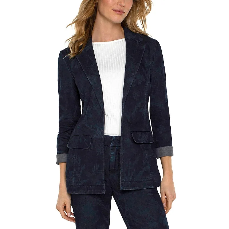 Crazy Savings faux fur coatWomens Printed Denim Open-Front Blazer