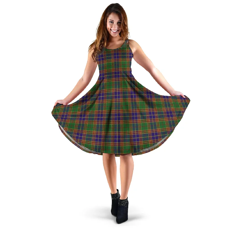 Crazy Deals Stevenson Old Tartan Sleeveless Midi Womens Dress