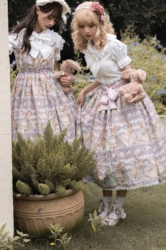 Today Only floral midi dressFruit and rice~Tea Break Rabbit~Vintage Lolita JSK Rabbit Print Multicolors