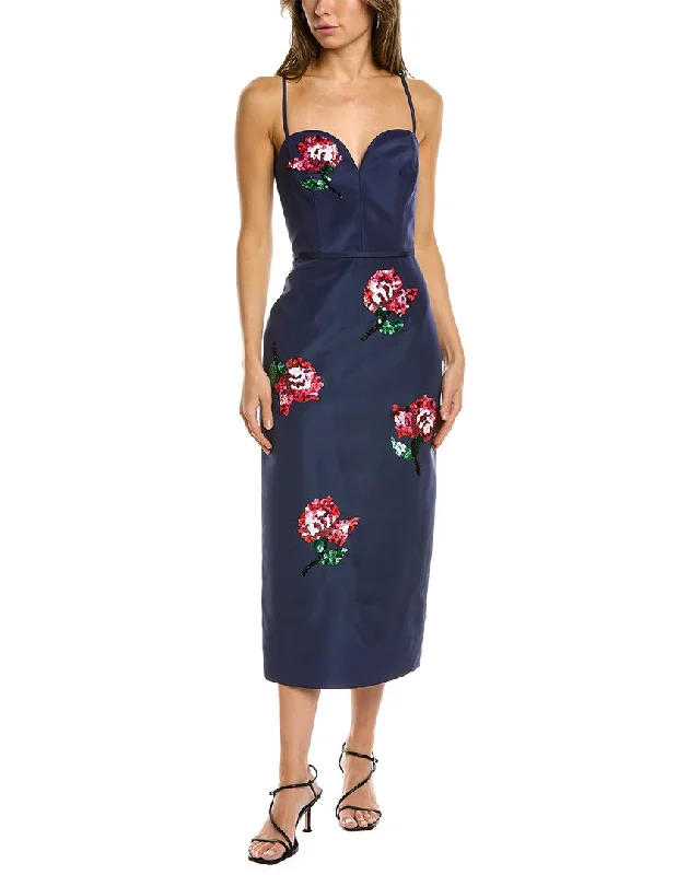 Low Prices floral dressCarolina Herrera Sweetheart Silk Midi Dress