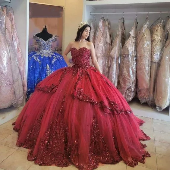 Deal Dash velvet dressRed New Quinceanera Dresses Sequin Beading Appliques Sweetheart Formal Party Princess Ball Gowns Vestidos Y4257 Deal Dash velvet dressRed New Quinceanera Dresses Sequin Beading Appliques Sweetheart Formal Party Princess Ball Gowns Vestidos Y4257