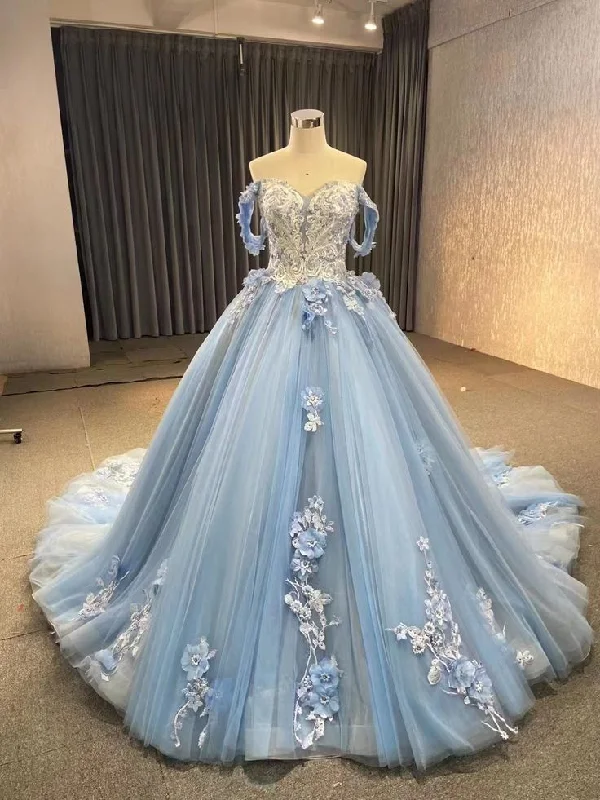 Buy More, Save More satin midi dressBall Gown Blue Prom Dresses Lace Tulle Off Shoulder Evening Party Dress Y4561