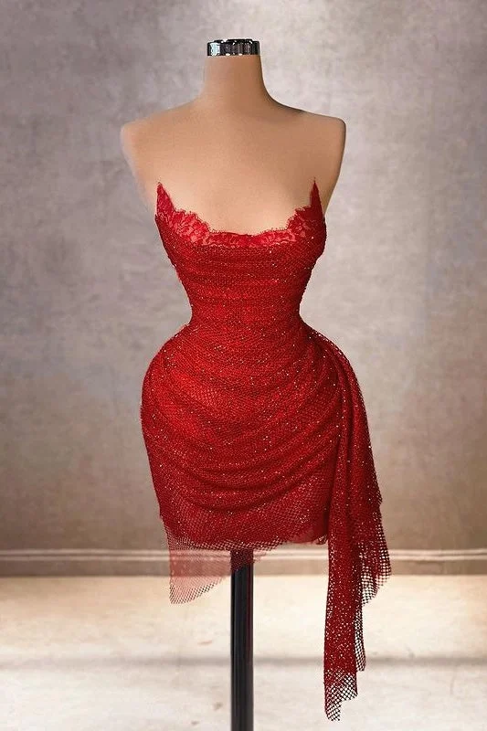 Fantastic Offers casual midi dressSexy Fitted Bateau Strapless Empire Glitter Homecoming Dress