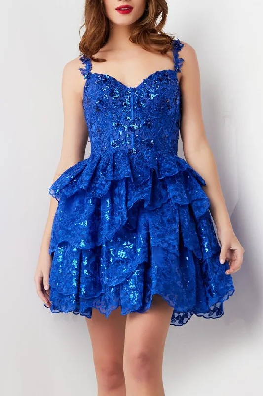 Now or Never cocktail party dressSexy Lace A-Line Sweetheart Spaghetti Straps Tiered Homecoming Dress