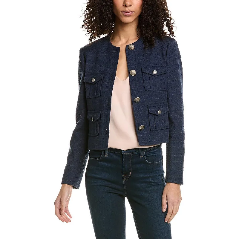Price Rollback modern coatWomens Pocket Cropped Collarless Blazer