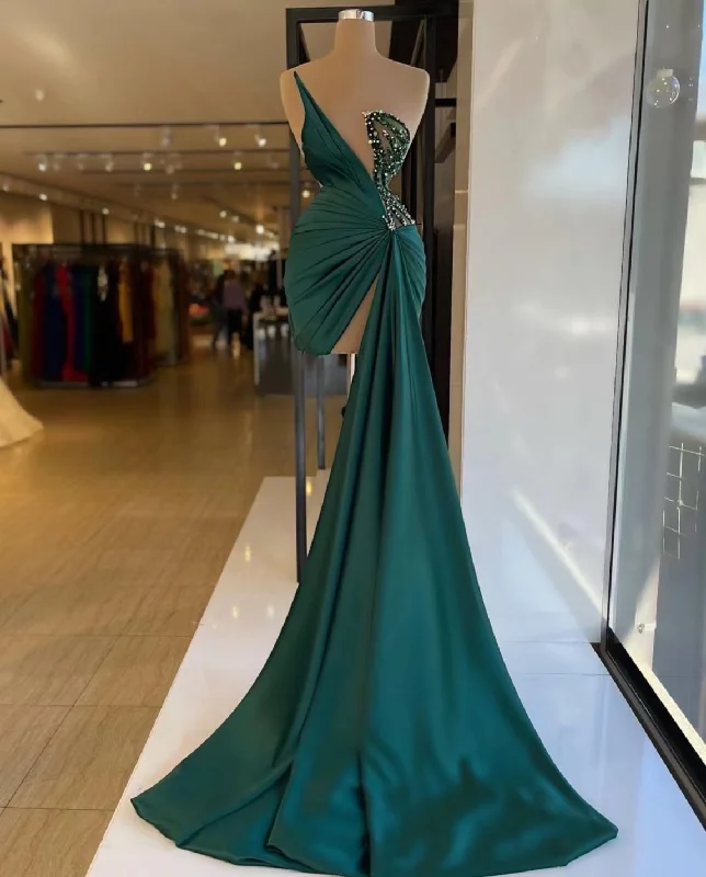Fantastic Offers off-shoulder dressGreen dresses for women party mermaid beaded sexy evening dresses short Y129