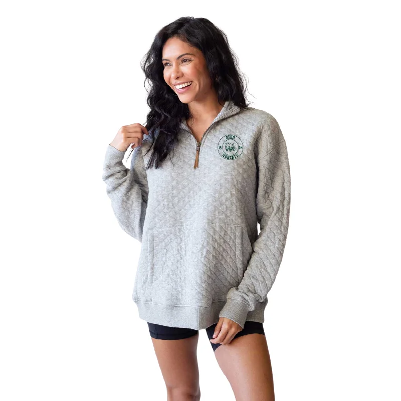 Final Markdown casual zip-up sweatshirtbreathable gym hoodieOhio Bobcats Women's Chicka-D Quilted Quarter-Zip