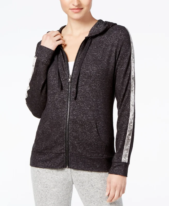 Seasonal Clearance graphic hoodie with printluxury fitness sweatshirtHippie Rose Juniors Velvet Trimmed Super Soft Zipper Front Hoodie