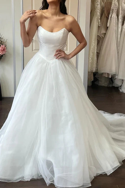 Hurry In elegant dressBateau Strapless Tulle A-Line Empire Wedding Dress