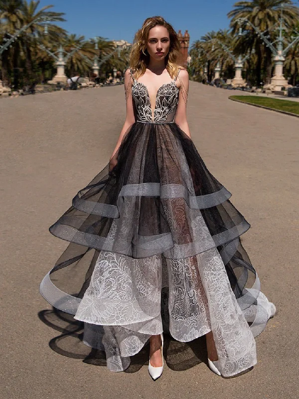 Year-End Clearance Sexy Prom Dresses Spaghetti Straps Sweep/Brush Train Ball Gown Prom Dress JKL475