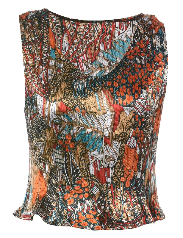 While Supplies Last high-fashion coatSmocked Printed Top - S