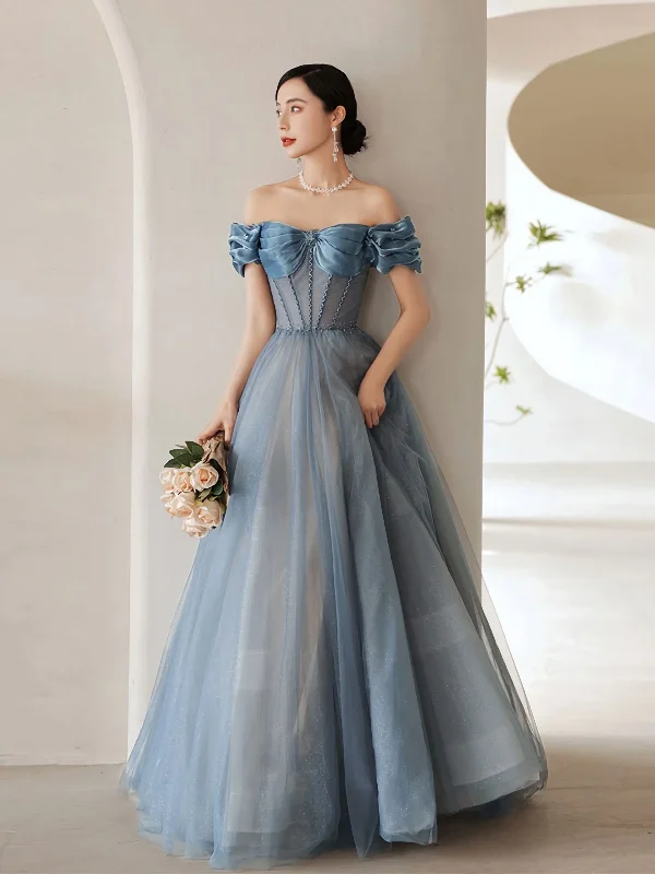 Year-End Sale casual slip dressBlue Sweetheart Off Shoulder Tulle Long Prom Dress, Blue Formal Dress Y4255 Year-End Sale casual slip dressBlue Sweetheart Off Shoulder Tulle Long Prom Dress, Blue Formal Dress Y4255