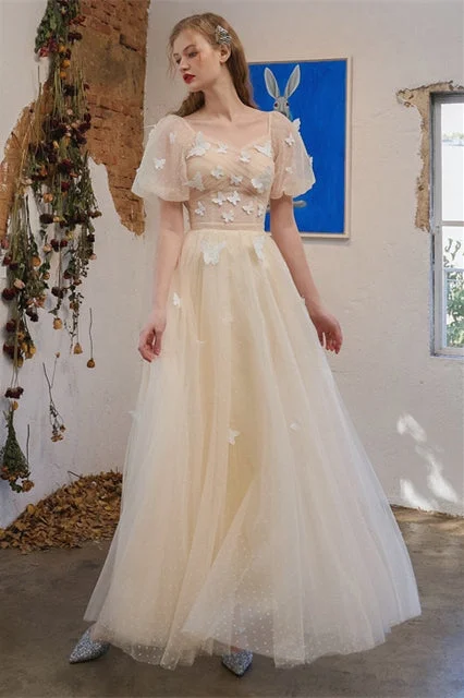 Don't Miss backless dressChampagne and White Butterfly Party Dress