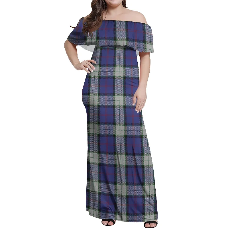 Don't Miss Sinclair Dress Tartan Off Shoulder Long Dress