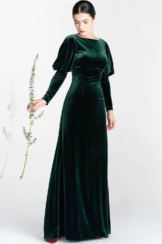 Don't Miss fitted bodycon dressDark Green Velvet Long Sleeves Dress