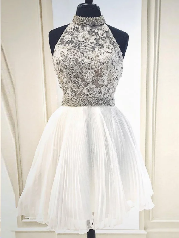 Special Price Beautiful Homecoming Dresses High Neck Lace Beading Short Prom Dress Party Dress JK786